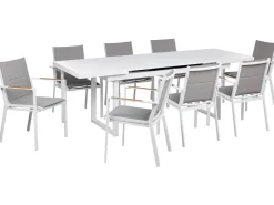 Outlet Beliani Set da pranzo da giardino 8 posti VALCANETTO/BUSSETO Metallo Grigio Bianco Marrone Grigio