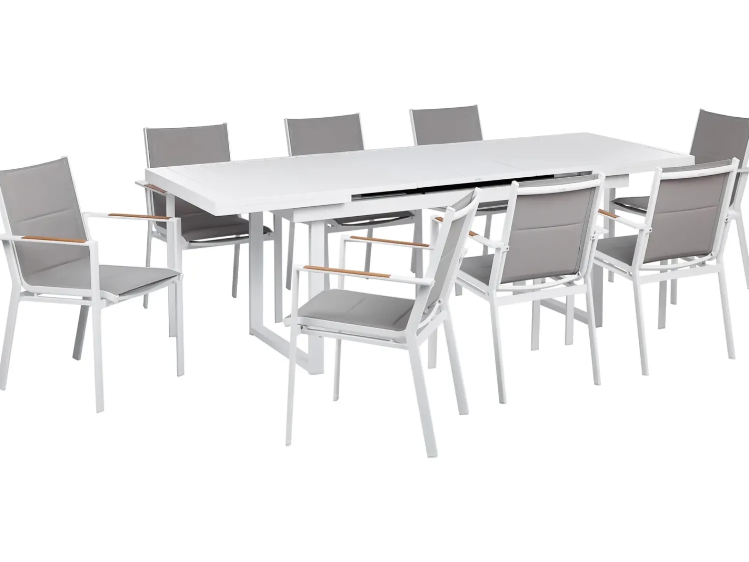 Outlet Beliani Set da pranzo da giardino 8 posti VALCANETTO/BUSSETO Metallo Grigio Bianco Marrone Grigio
