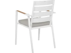 Outlet Beliani Set da pranzo da giardino 4 posti MALETTO/TAVIANO con cuscini Metallo Grigio Beige Bianco Marrone Grigio