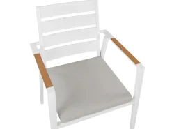 Outlet Beliani Set da pranzo da giardino 4 posti MALETTO/TAVIANO con cuscini Metallo Grigio Beige Bianco Marrone Grigio