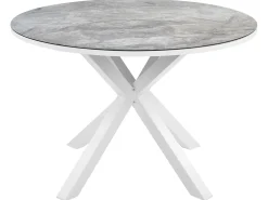 Best Beliani Set da pranzo da giardino 4 posti MALETTO/BUSSETO Metallo Effetto marmo Bianco Bianco Grigio Marrone
