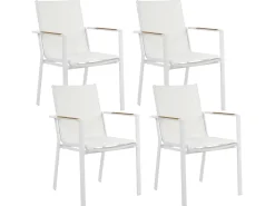 Best Beliani Set da pranzo da giardino 4 posti MALETTO/BUSSETO Metallo Effetto marmo Bianco Bianco Grigio Marrone