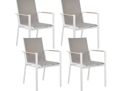 Clearance Beliani Set da pranzo da giardino 4 posti MALETTO/BUSSETO Metallo Effetto marmo Grigio Bianco Marrone Grigio