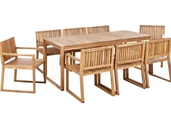Hot Beliani Set da pranzo da giardino 8 posti SASSARI II Legno di acacia certificato chiaro Marrone