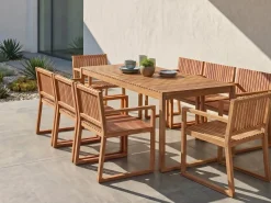 Hot Beliani Set da pranzo da giardino 8 posti SASSARI II Legno di acacia certificato chiaro Marrone