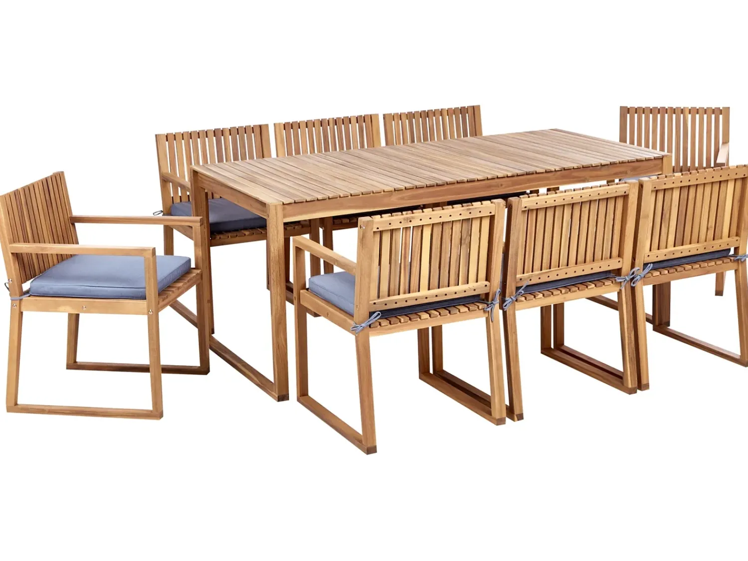 New Beliani Set da pranzo da giardino 8 posti SASSARI II con cuscini Legno di acacia certificato Blu Blu Marrone