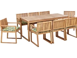 New Beliani Set da pranzo da giardino 8 posti SASSARI II con cuscini Legno di acacia certificato Verde Marrone Verde