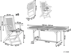 Beliani Set da pranzo da giardino 6 posti MAUI II Legno d'acacia chiaro Marrone