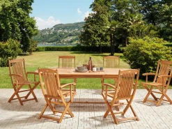 Beliani Set da pranzo da giardino 6 posti MAUI II Legno d'acacia chiaro Marrone