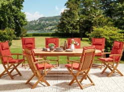 Online Beliani Set da pranzo da giardino 8 posti MAUI II con cuscini Legno d'acacia Rosso scuro Rosso Marrone