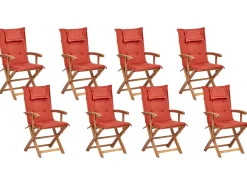 Online Beliani Set da pranzo da giardino 8 posti MAUI II con cuscini Legno d'acacia Rosso scuro Rosso Marrone
