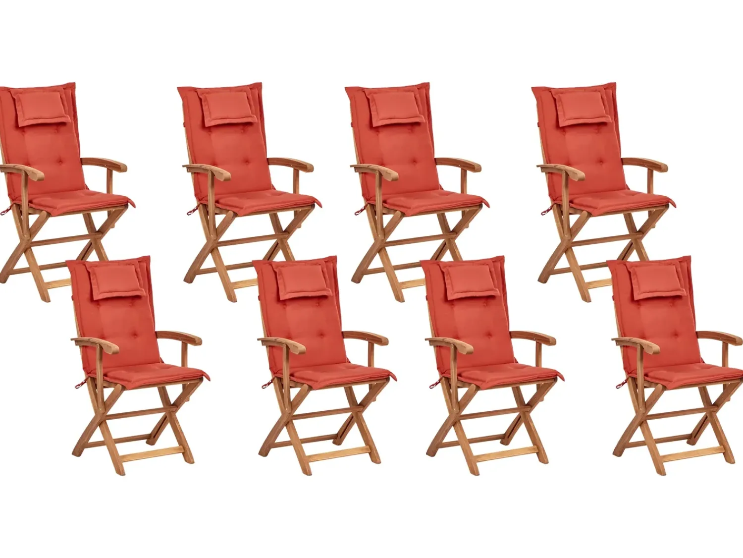 Online Beliani Set da pranzo da giardino 8 posti MAUI II con cuscini Legno d'acacia Rosso scuro Rosso Marrone