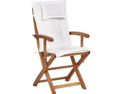 Sale Beliani Set da pranzo da giardino 8 posti MAUI II con cuscini Legno d'acacia Bianco sporco Bianco Marrone