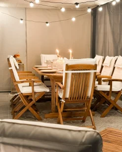 Sale Beliani Set da pranzo da giardino 8 posti MAUI II con cuscini Legno d'acacia Bianco sporco Bianco Marrone