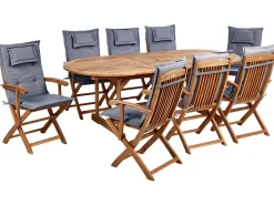 New Beliani Set da pranzo da giardino 8 posti MAUI II con cuscini Legno d'acacia Grigio grafite Marrone Grigio