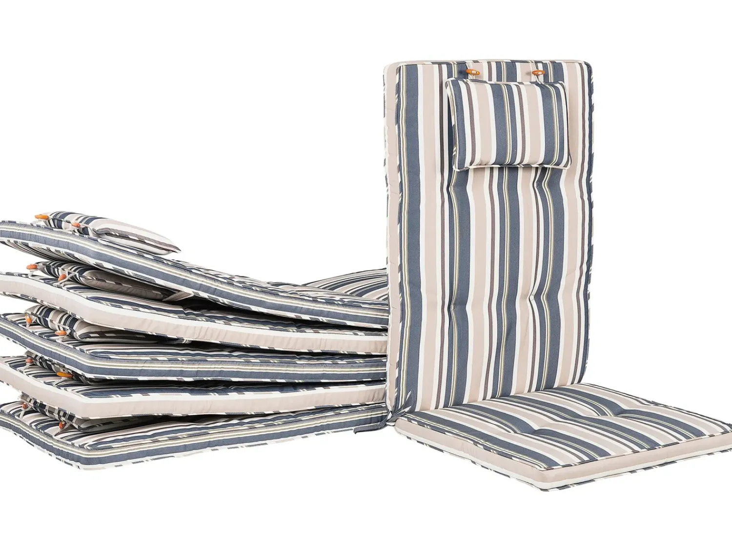 Outlet Beliani Set da pranzo da giardino 8 posti MAUI II con cuscini Legno d'acacia Multicolore Beige Blu Marrone Multicolore