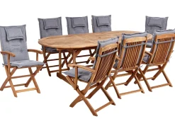 Sale Beliani Set da pranzo da giardino 8 posti MAUI II con cuscini Legno d'acacia Grigio Grigio Marrone