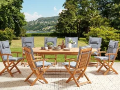 Sale Beliani Set da pranzo da giardino 8 posti MAUI II con cuscini Legno d'acacia Grigio Grigio Marrone