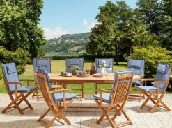 Hot Beliani Set da pranzo da giardino 8 posti MAUI II con cuscini Legno d'acacia Blu Blu Marrone