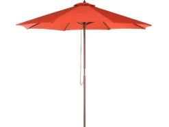 Best Beliani Set da pranzo da giardino 8 posti MAUI II con Ombrellone Legno d'acacia Rosso scuro Rosso Marrone