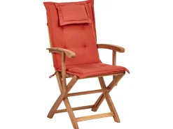 Best Beliani Set da pranzo da giardino 8 posti MAUI II con Ombrellone Legno d'acacia Rosso scuro Rosso Marrone