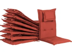 Best Beliani Set da pranzo da giardino 8 posti MAUI II con Ombrellone Legno d'acacia Rosso scuro Rosso Marrone