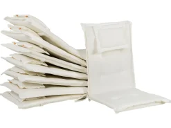 Best Beliani Set da pranzo da giardino 8 posti MAUI II con Ombrellone Legno d'acacia Bianco sporco Bianco Marrone Grigio