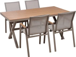 Online Beliani Set da pranzo da giardino 4 posti TIANO Metallo Grigio Marrone Grigio