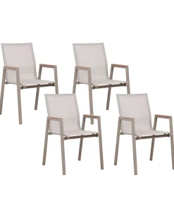 Online Beliani Set da pranzo da giardino 4 posti TIANO Metallo Grigio Marrone Grigio