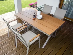 Online Beliani Set da pranzo da giardino 4 posti TIANO Metallo Grigio Marrone Grigio