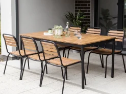 New Beliani Set da pranzo da giardino 6 posti VALLESE Legno d'acacia Marrone Marrone Nero