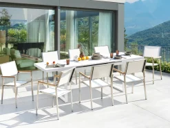 Best Beliani Set da pranzo da giardino 8 posti VALCANETTO/GROSSETO Metallo Bianco Argento Bianco