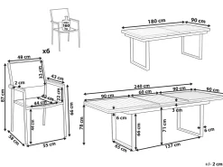 Beliani Set da pranzo da giardino 6 posti VALCANETTO/GROSSETO Metallo Grigio/Bianco Argento Bianco Grigio