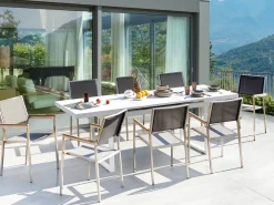 Outlet Beliani Set da pranzo da giardino 8 posti VALCANETTO/GROSSETO Metallo Grigio/Bianco Bianco Argento Grigio