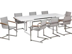 Discount Beliani Set da pranzo da giardino 8 posti VALCANETTO/COSOLETO Metallo Beige Argento Bianco Beige