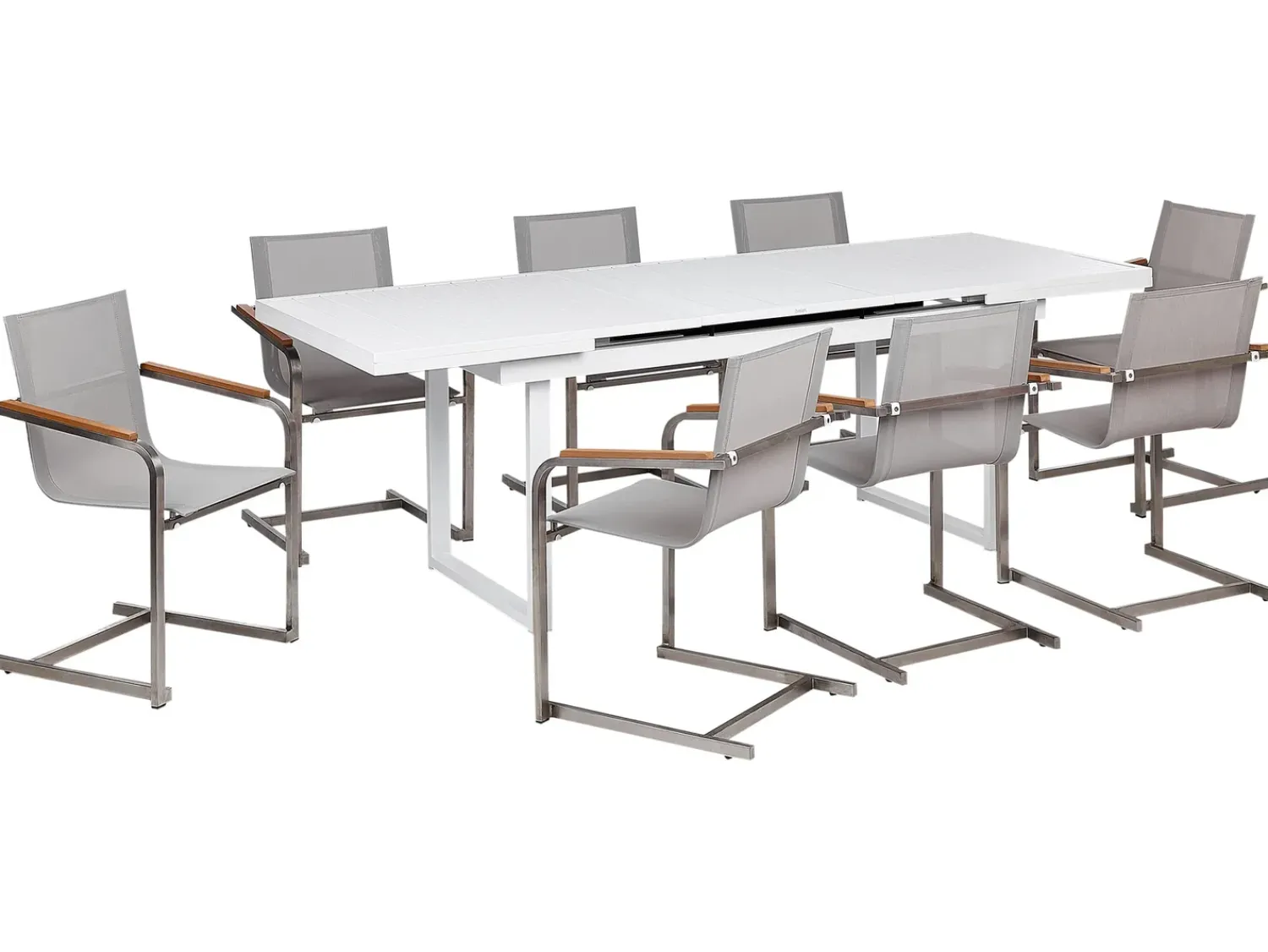 Discount Beliani Set da pranzo da giardino 8 posti VALCANETTO/COSOLETO Metallo Beige Argento Bianco Beige