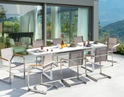 Discount Beliani Set da pranzo da giardino 8 posti VALCANETTO/COSOLETO Metallo Beige Argento Bianco Beige