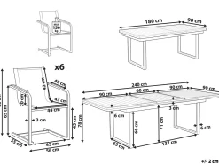 Sale Beliani Set da pranzo da giardino 6 posti VALCANETTO/COSOLETO Metallo Grigio Bianco Argento Grigio