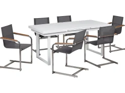 Sale Beliani Set da pranzo da giardino 6 posti VALCANETTO/COSOLETO Metallo Grigio Bianco Argento Grigio