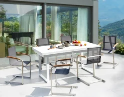 Sale Beliani Set da pranzo da giardino 6 posti VALCANETTO/COSOLETO Metallo Grigio Bianco Argento Grigio