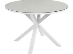 Best Beliani Set da pranzo da giardino 4 posti MALETTO/GROSSETO Metallo Effetto marmo Bianco/Beige Argento Bianco Beige