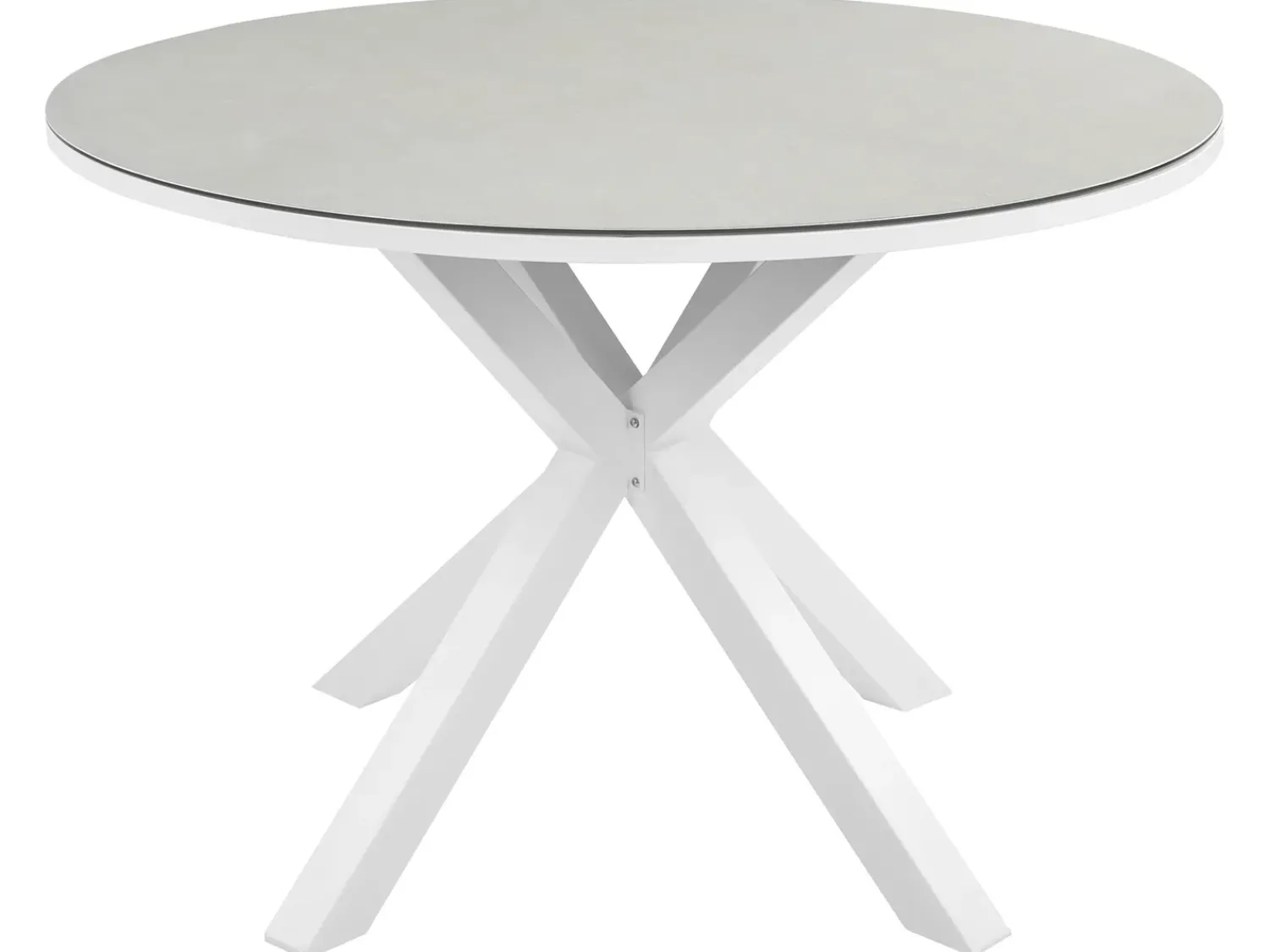 Best Beliani Set da pranzo da giardino 4 posti MALETTO/GROSSETO Metallo Effetto marmo Bianco/Beige Argento Bianco Beige