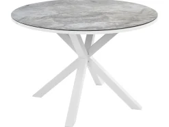 Beliani Set da pranzo da giardino 4 posti MALETTO/GROSSETO Metallo Effetto marmo Grigio/Bianco Bianco Argento Grigio