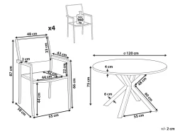 Beliani Set da pranzo da giardino 4 posti MALETTO/GROSSETO Metallo Effetto marmo Grigio/Bianco Bianco Argento Grigio