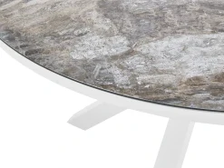 Beliani Set da pranzo da giardino 4 posti MALETTO/GROSSETO Metallo Effetto marmo Grigio/Bianco Bianco Argento Grigio