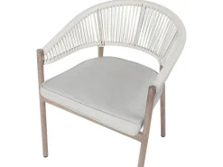 Discount Beliani Set da pranzo da giardino 6 posti FLAVIA con cuscini Metallo Tortora Beige Marrone