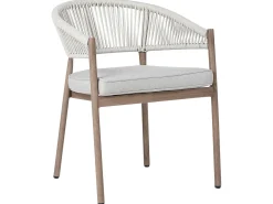Discount Beliani Set da pranzo da giardino 6 posti FLAVIA con cuscini Metallo Tortora Beige Marrone