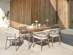 Discount Beliani Set da pranzo da giardino 6 posti FLAVIA con cuscini Metallo Tortora Beige Marrone