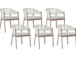 Discount Beliani Set da pranzo da giardino 6 posti FLAVIA con cuscini Metallo Tortora Beige Marrone