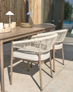 Discount Beliani Set da pranzo da giardino 6 posti FLAVIA con cuscini Metallo Tortora Beige Marrone